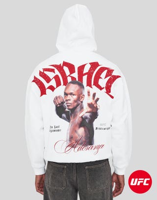 UFC Israel Adesanya Oversized Hoodie in White Detail2