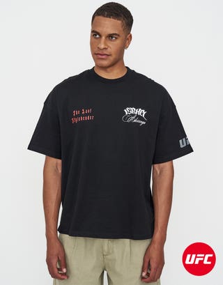 UFC Israel Adesanya Box Fit T Shirt in Black Back
