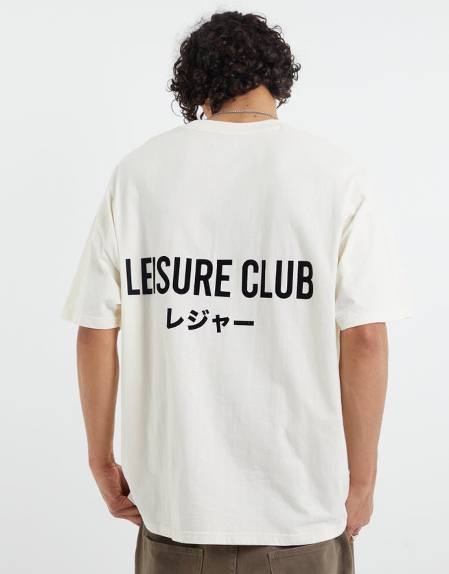 Leisure Club Box Fit T Shirt in White Hallensteins AU