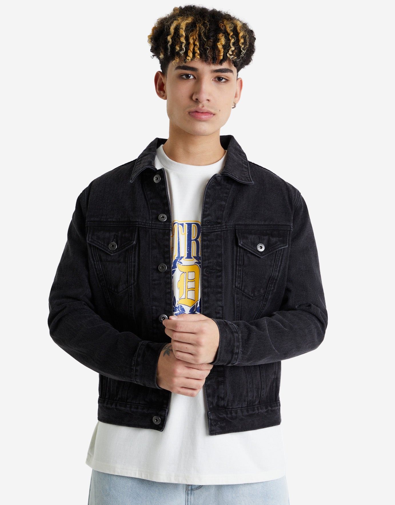 washed black jean jacket