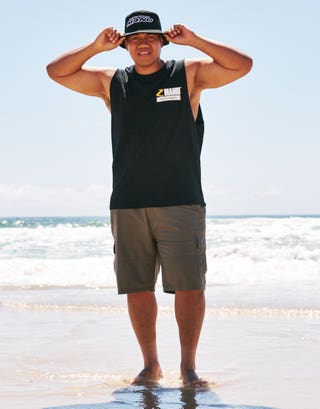 Z Manu World Champs Muscle Singlet in Solid Black Full